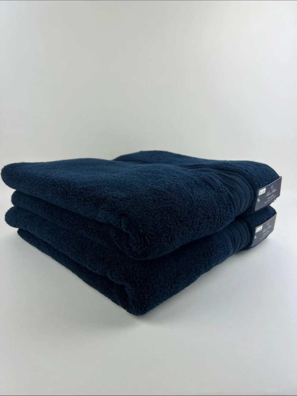 Brooks Brothers Bath Towel Set Navy Blue Soft Plush 100% Cotton 8 Pc NEW